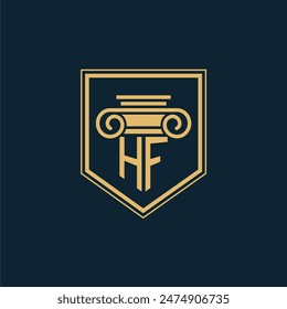 HF Initials Law Firm Logo Lawyer logo with creative law element