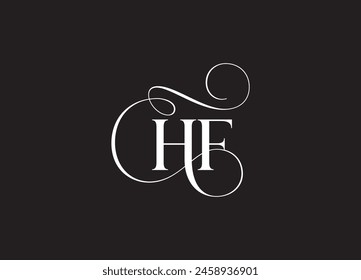 HF latter ligature typography logo design template