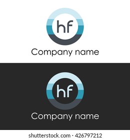 HF letter a circle shape icon logo white blue