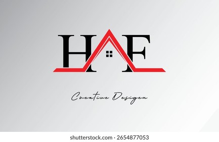 HF Letter House Logo - Monograma criativo imobiliário com ícone de telhado e forma de casa para propriedade, arquitetura e marca moderna
