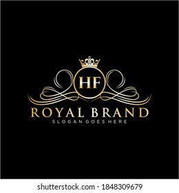 Letra HF Plantilla inicial de logotipo de marca lujosa.