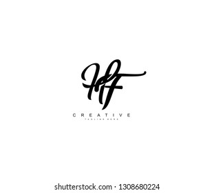 HF Letter Linked Script Calligraphy Creative Logo Design