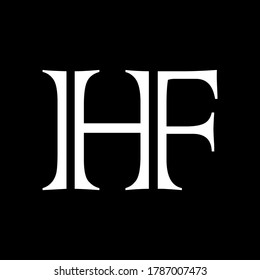 HF letter logo with black background.The nice white letter logo.