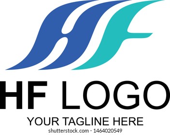 HF Letter Logo Design with Creative Modern Trendy Typography