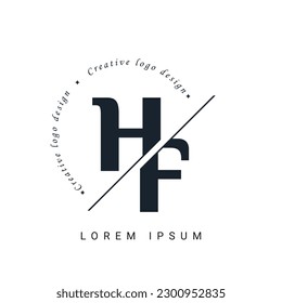 HF Letter Logo Design with a Creative Cut. Creative logo design