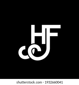 Diseño del logo de la carta HF sobre fondo negro. Concepto del logo de la carta con iniciales creativas de HF. diseño de letra hf. Diseño de letras blancas HF sobre fondo negro. logotipo H F, h f