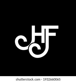 HF letter logo design on black background. HF creative initials letter logo concept. hf letter design. HF white letter design on black background. H F, h f logo