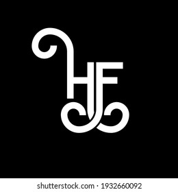 HF letter logo design on black background. HF creative initials letter logo concept. hf letter design. HF white letter design on black background. H F, h f logo