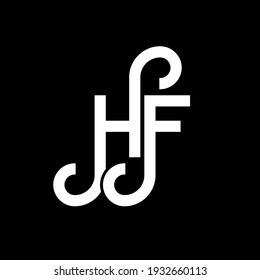 HF letter logo design on black background. HF creative initials letter logo concept. hf letter design. HF white letter design on black background. H F, h f logo