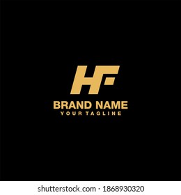 HF letter logo design template. Initial HF icon vector with gold edition.