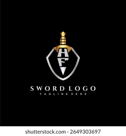 HF letter luxury monogram for shield and sword style image