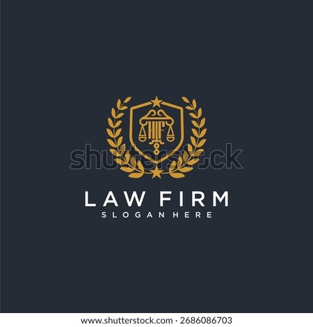 HF letter monogram logo for lawfirm with pillar and leaf image design
