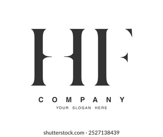 HF logo design. Initial letter h and f serif font style. Creative classic company name typography. Trendy logotype or identity. Vector illustration.