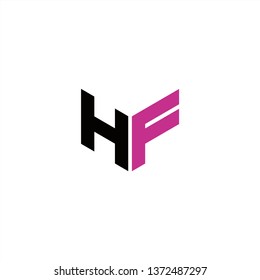 HF Logo Letter Initial With Black and Dark Pink Colors