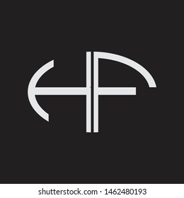 HF Logo letter oval monogram design template with black and white colors