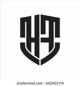 HF Logo monogram with emblem shield shape design isolated on white background