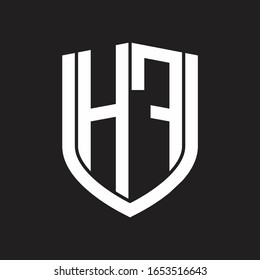 HF Logo monogram with emblem shield design isolated on black background