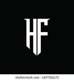 HF logo monogram with emblem shield style design template