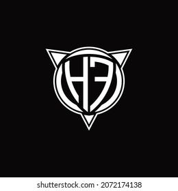 Monograma de logotipo HF aislado con forma de círculo y tres plantillas de diseño de flecha