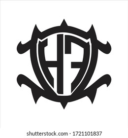 HF Logo monogram isolated with frame shield shape design template