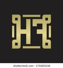 HF Logo monogram with piece line art design template