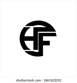 HF-Logo-Monogramm mit abgerundeter Linie, Design-Vorlage auf weißem Hintergrund