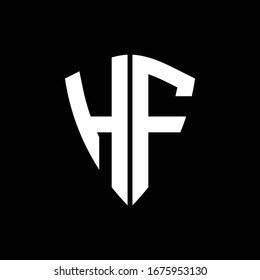 HF logo monogram with shield shape design template