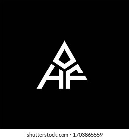 HF monogram logo with 3 pieces shape isolated on triangle design template