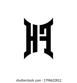 HF monogram logo with curved side design template