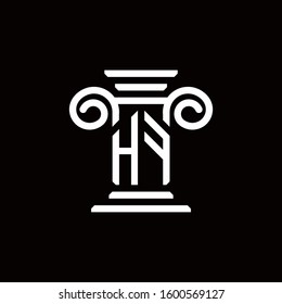 HF monogram logo with pillar style design template