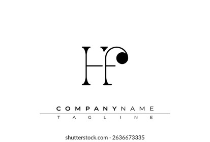 HF Typography Logo Design. Stylish monogram design depiction featuring the letters H and F combined in an artistic signature style, delivering a unique and creative visual representation.