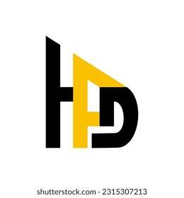 HFD letter logo design with Play icon shape, perfect for Entertainment branding and social media profiles