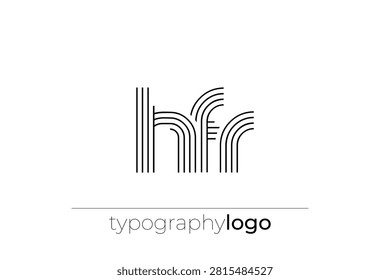HFR modern geometric typography logo. Modern and stylish composition featuring a monochromatic typography logo illustration designed with intricate lines.