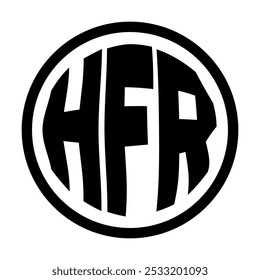 HFr text vector, design logo icon, black and white concept, Circle mode.