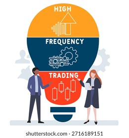 HFT - Acrónimo comercial de alta frecuencia. fondo de concepto de negocio. concepto de Ilustración vectorial con Palabras claves e íconos. ilustración de letras con íconos para Anuncio de Web, volante, aterrizaje