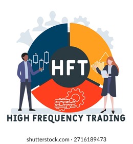 HFT - Acrónimo comercial de alta frecuencia. fondo de concepto de negocio. concepto de Ilustración vectorial con Palabras claves e íconos. ilustración de letras con íconos para Anuncio de Web, volante, aterrizaje