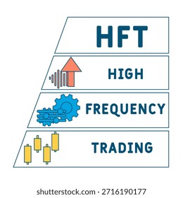 HFT - Acrónimo comercial de alta frecuencia. fondo de concepto de negocio. concepto de Ilustración vectorial con Palabras claves e íconos. ilustración de letras con íconos para Anuncio de Web, volante, aterrizaje