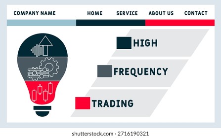 HFT - Acrónimo comercial de alta frecuencia. fondo de concepto de negocio. concepto de Ilustración vectorial con Palabras claves e íconos. ilustración de letras con íconos para Anuncio de Web, volante, aterrizaje