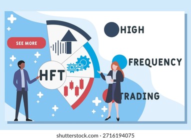 HFT - High Frequency Trading acrônimo. plano de fundo do conceito de negócios. conceito de ilustração vetorial com palavras-chave e ícones. ilustração de letras com ícones para banner web, flyer, landing	