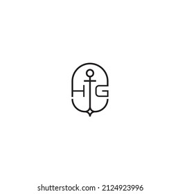 HG creative letter logo design in anchor concept with high quality professional design that will print well across any print media