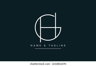 HG o GH Resumen logotipo del alfabeto inicial en monograma