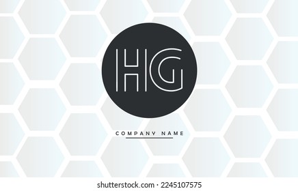 Monograma del logotipo de las letras abstractas HG, GH