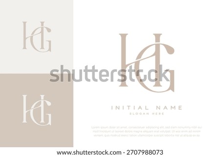 HG GH initial letter handwriting and luxury logo