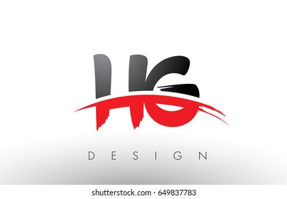 HG H G Brush Logo Letters Design with Red and Black Colors and Brush Letter Concept.