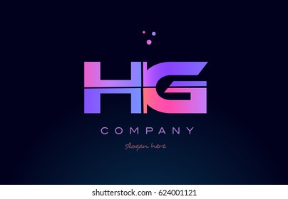 hg h g creative color blue background pink purple blue magenta alphabet letter company logo vector icon design