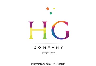 hg h g  creative rainbow colors colored alphabet company letter logo design vector icon template