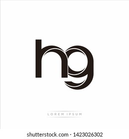 hg h g Initial Letter Split Lowercase Modern Monogram linked outline rounded logo