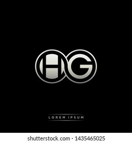 HG H G initial letter linked circle capital monogram logo modern template silver color edition