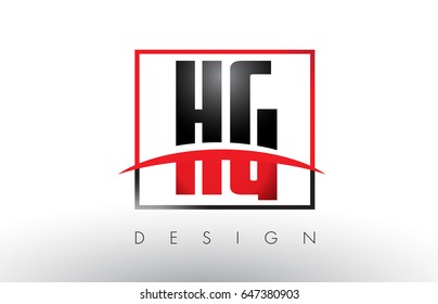 HG H G Logo Letters with Red and Black Colors and Swoosh. Creative Letter Design Vector.
