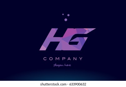 hg h g polygon polygonal letter alphabet text pink purple dots creative company logo vector icon design template